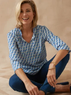 Femme Daxon Tee-shirt maille gaufrée col volanté