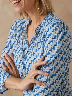 Femme Daxon Tee-shirt maille gaufrée col volanté