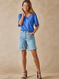 Femme Daxon Tee-shirt manches papillon