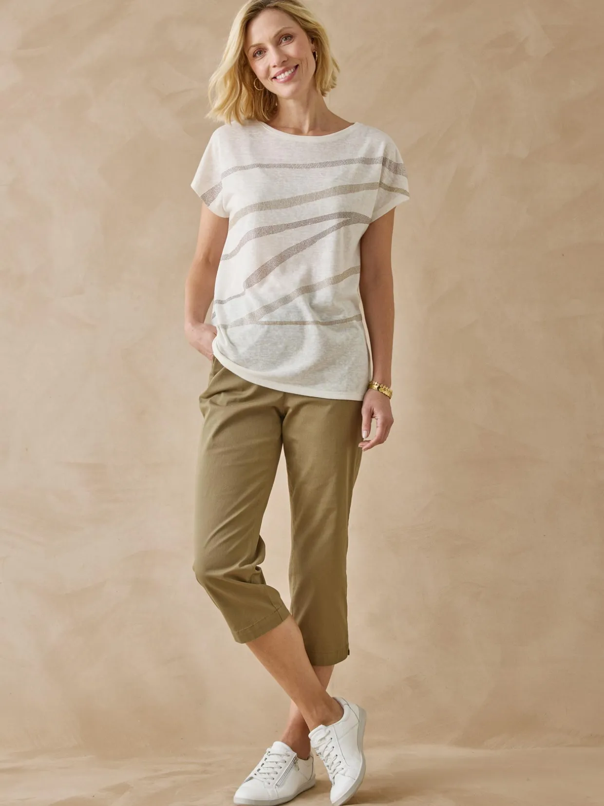 Femme Daxon Tee-shirt manches T détails strass