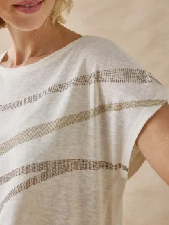 Femme Daxon Tee-shirt manches T détails strass