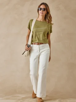 Femme Daxon Tee-shirt manches T détails strass