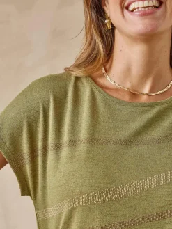 Femme Daxon Tee-shirt manches T détails strass