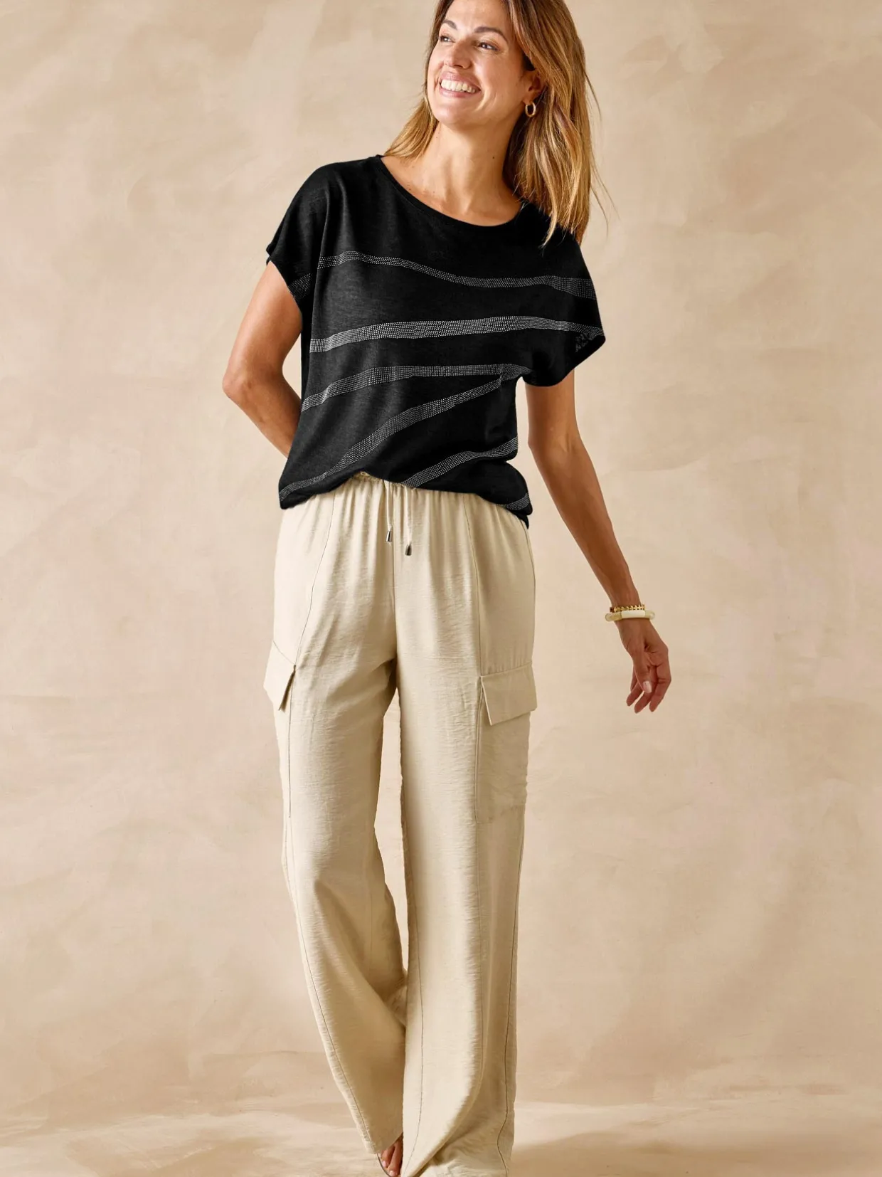 Femme Daxon Tee-shirt manches T détails strass