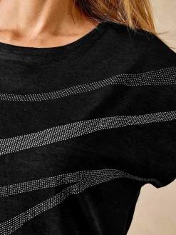 Femme Daxon Tee-shirt manches T détails strass