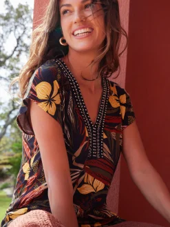 Femme Daxon Tee-shirt perles fantaisie maille fluide