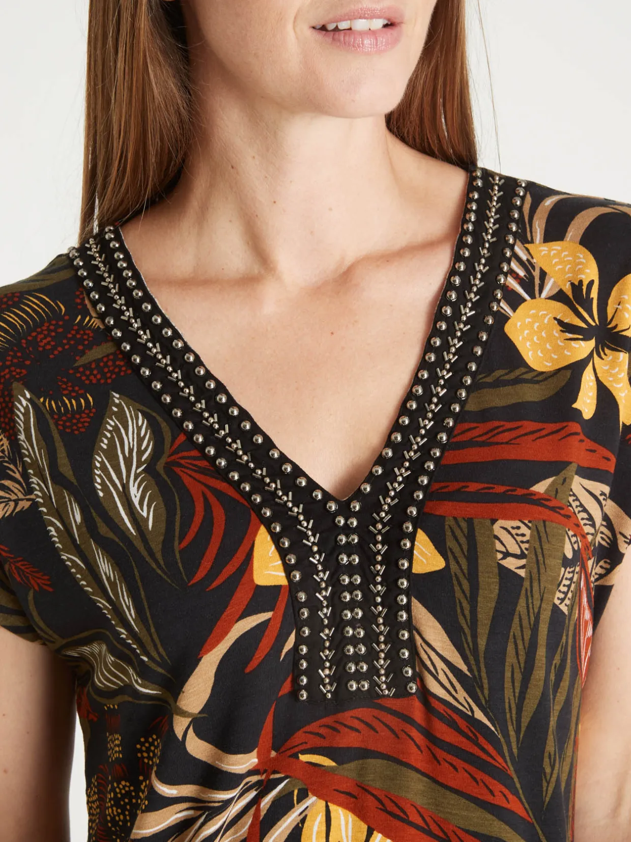 Femme Daxon Tee-shirt perles fantaisie maille fluide