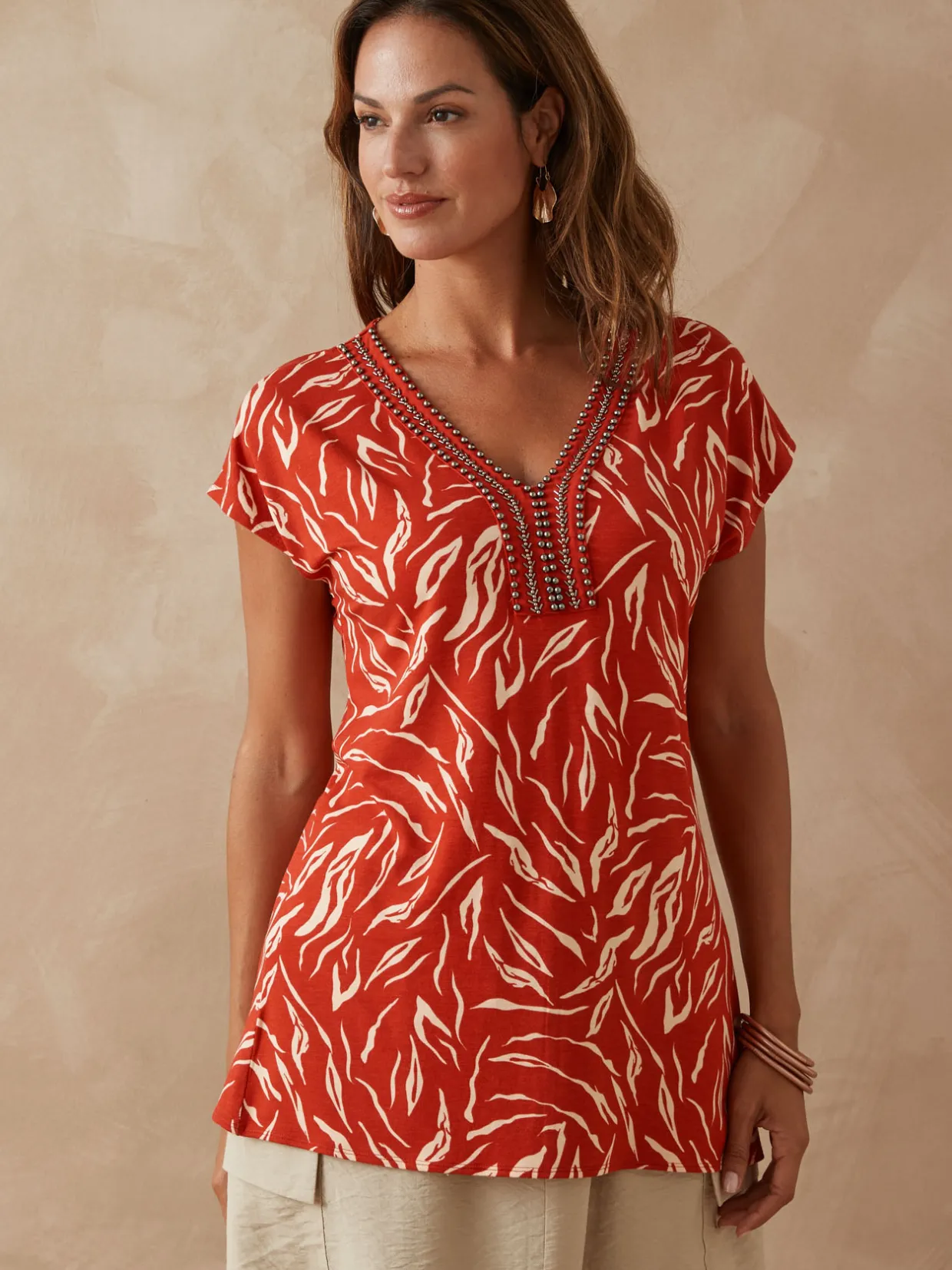 Femme Daxon Tee-shirt perles fantaisie maille fluide