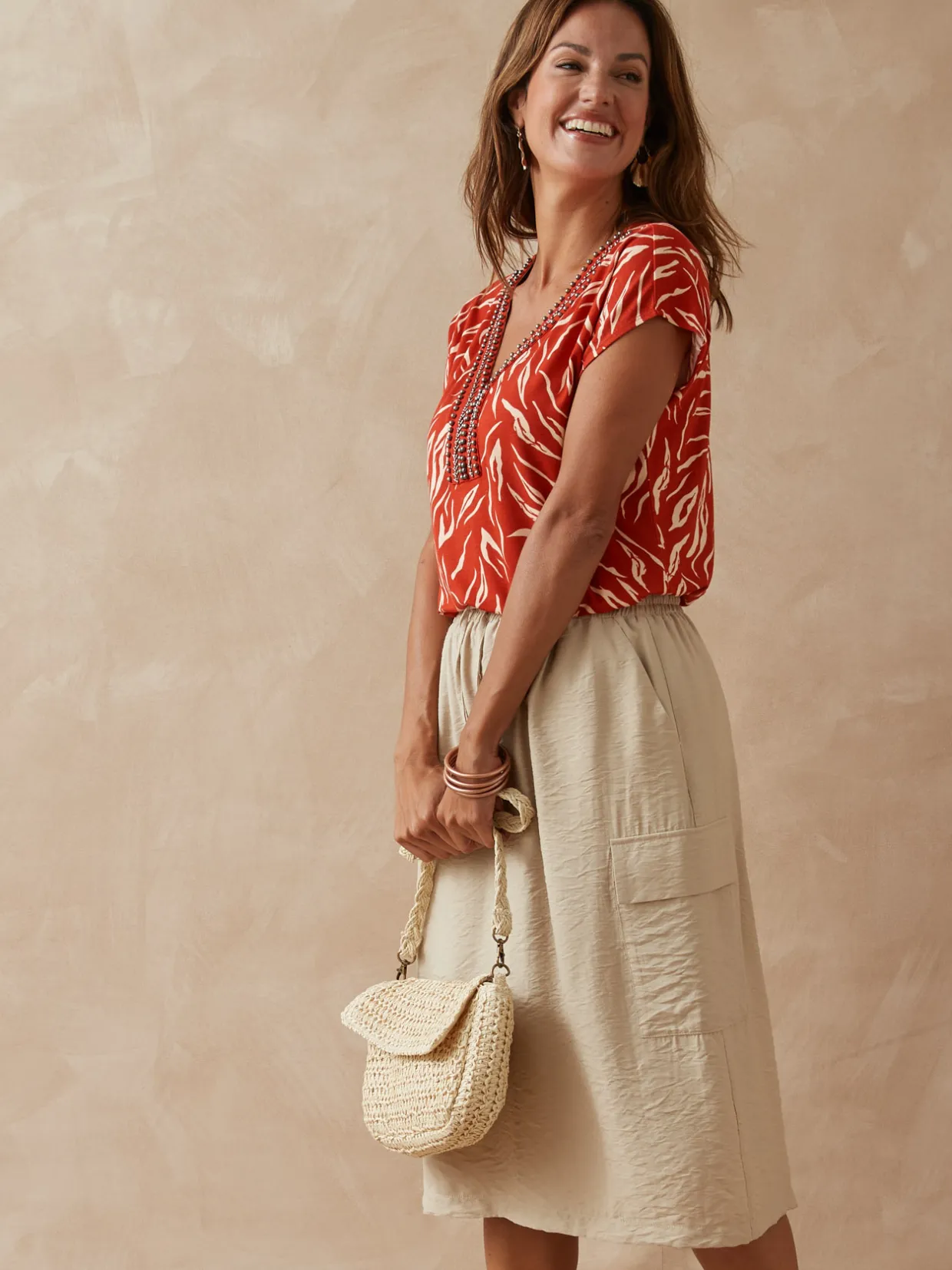 Femme Daxon Tee-shirt perles fantaisie maille fluide