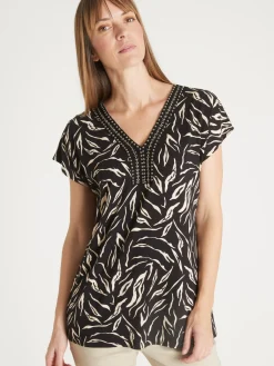 Femme Daxon Tee-shirt perles fantaisie maille fluide