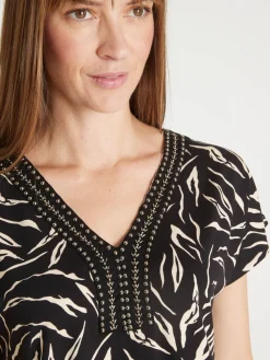 Femme Daxon Tee-shirt perles fantaisie maille fluide