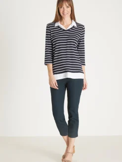 Femme Daxon Tee-shirt rayé effet 2 en 1