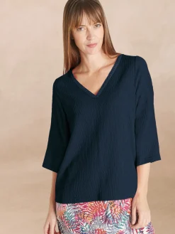 Femme Daxon Tee-shirt V galon fantaisie