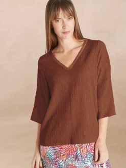 Femme Daxon Tee-shirt V galon fantaisie