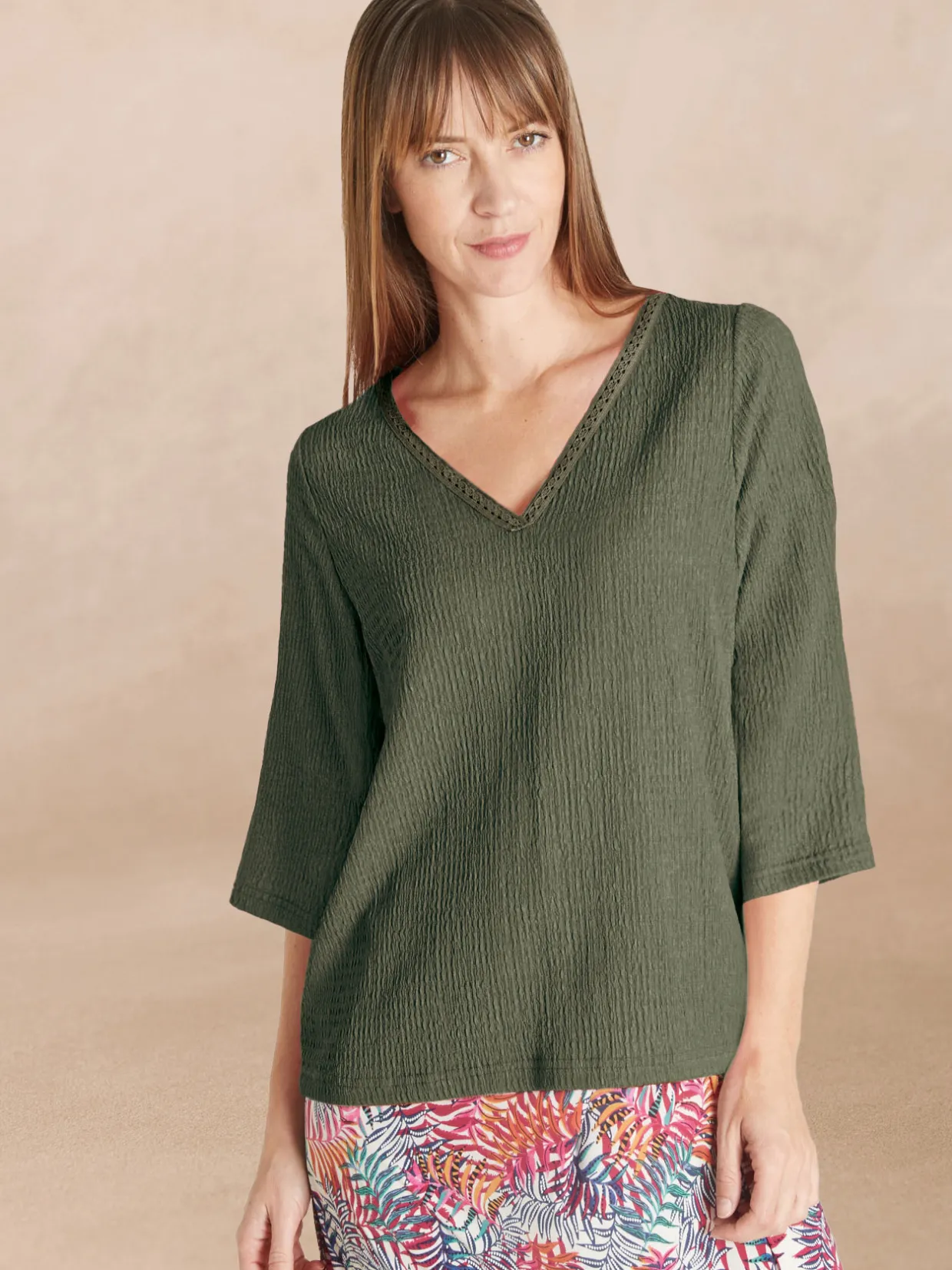 Femme Daxon Tee-shirt V galon fantaisie