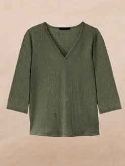 Femme Daxon Tee-shirt V galon fantaisie