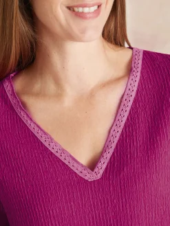 Femme Daxon Tee-shirt V galon fantaisie