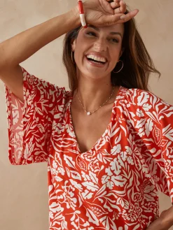 Femme Daxon Tee-shirt V smocks au dos