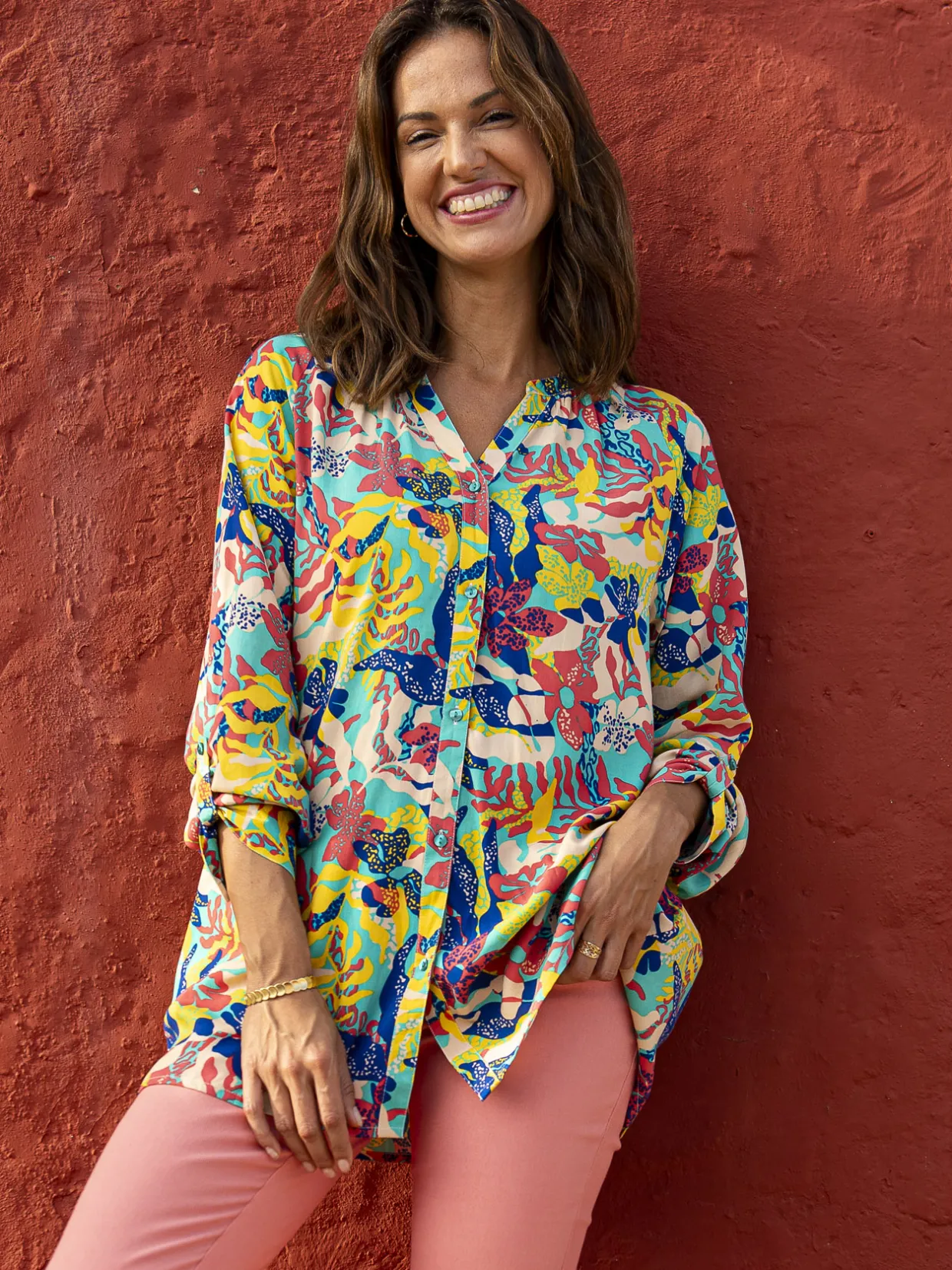 Femme Daxon Tunique longue entièrement boutonnée