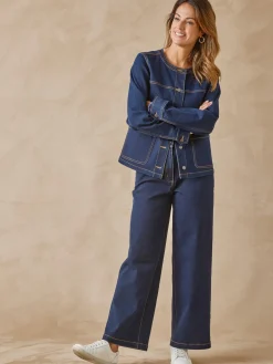 Femme Daxon Veste denim encolure ronde