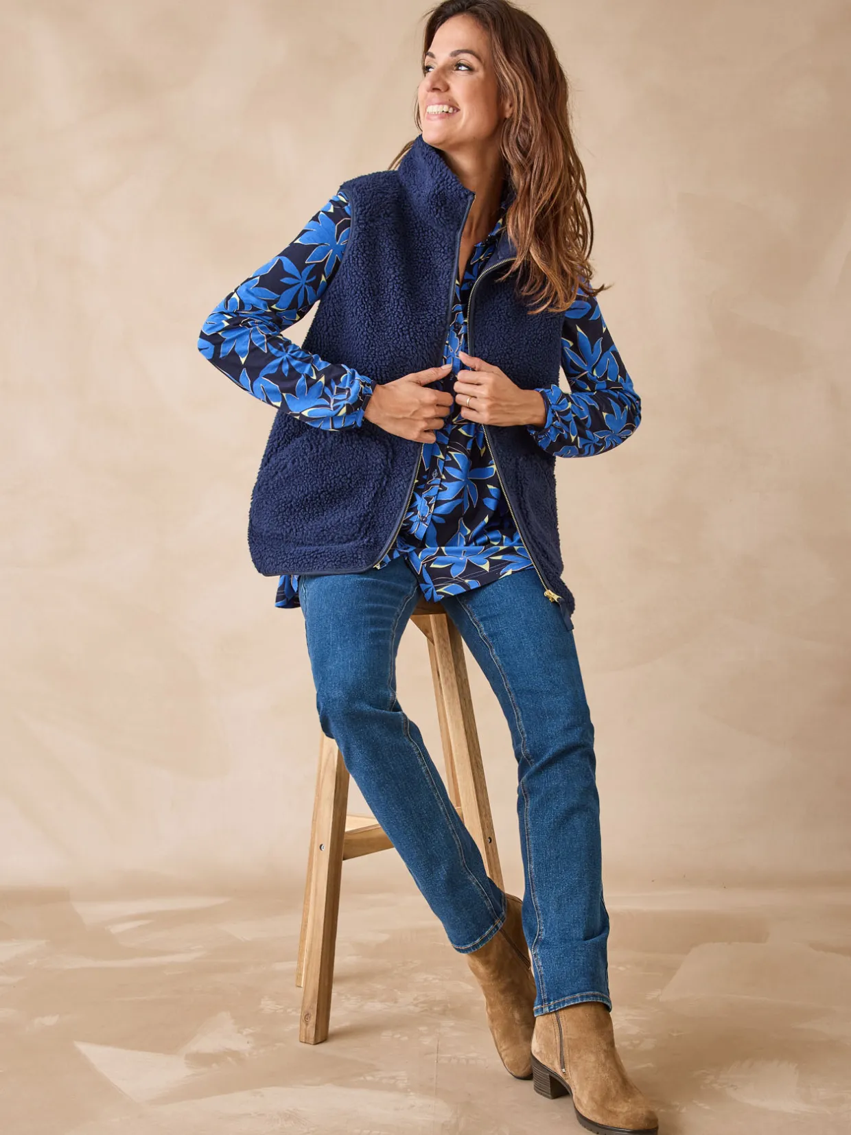 Femme Daxon Veste sans manches sherpa moumoute