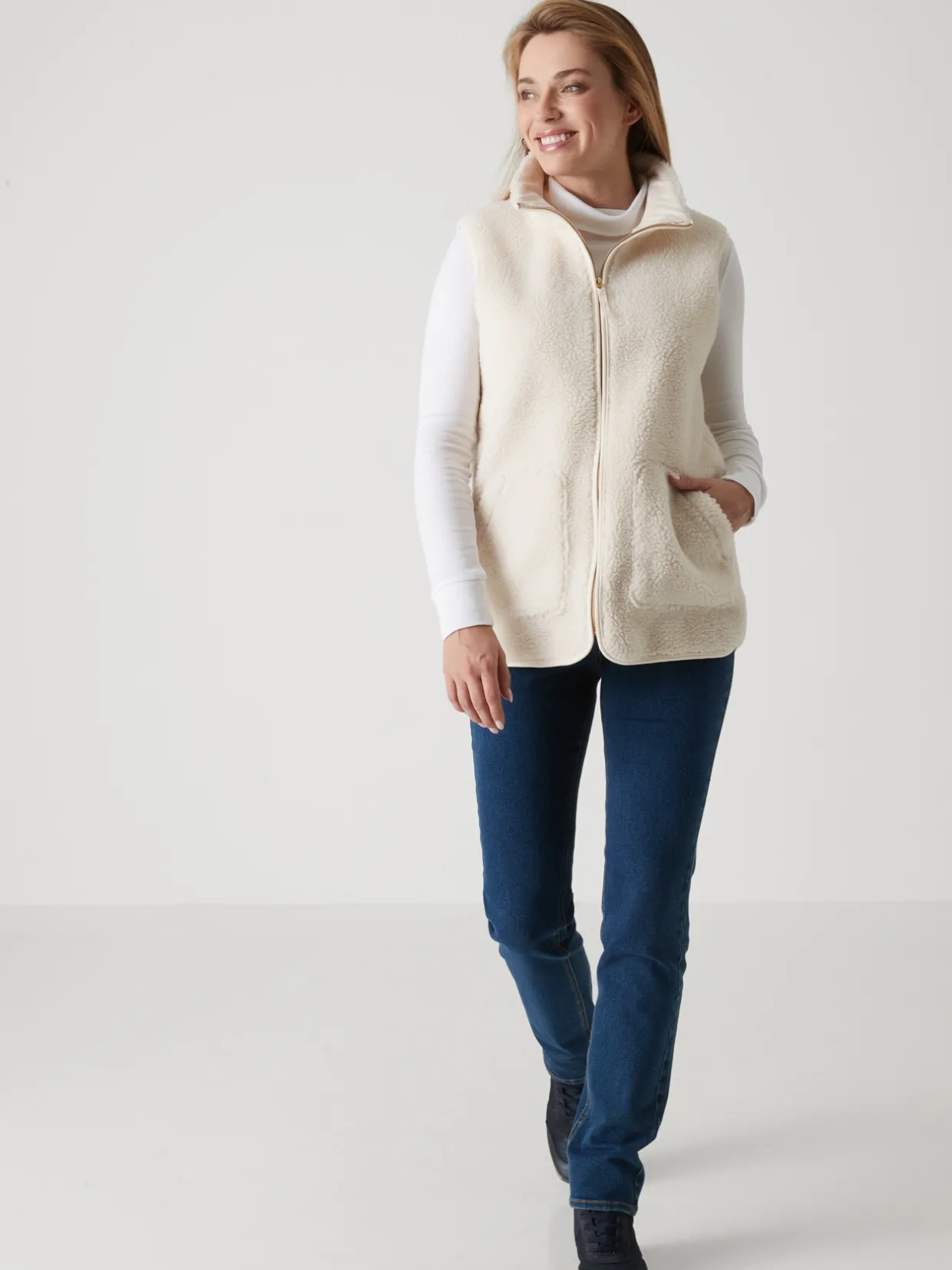 Femme Daxon Veste sans manches sherpa moumoute