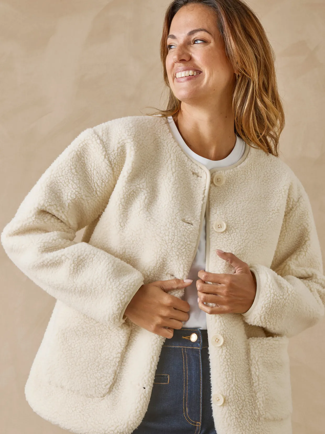 Femme Daxon Veste teddy sherpa moumoute chaude